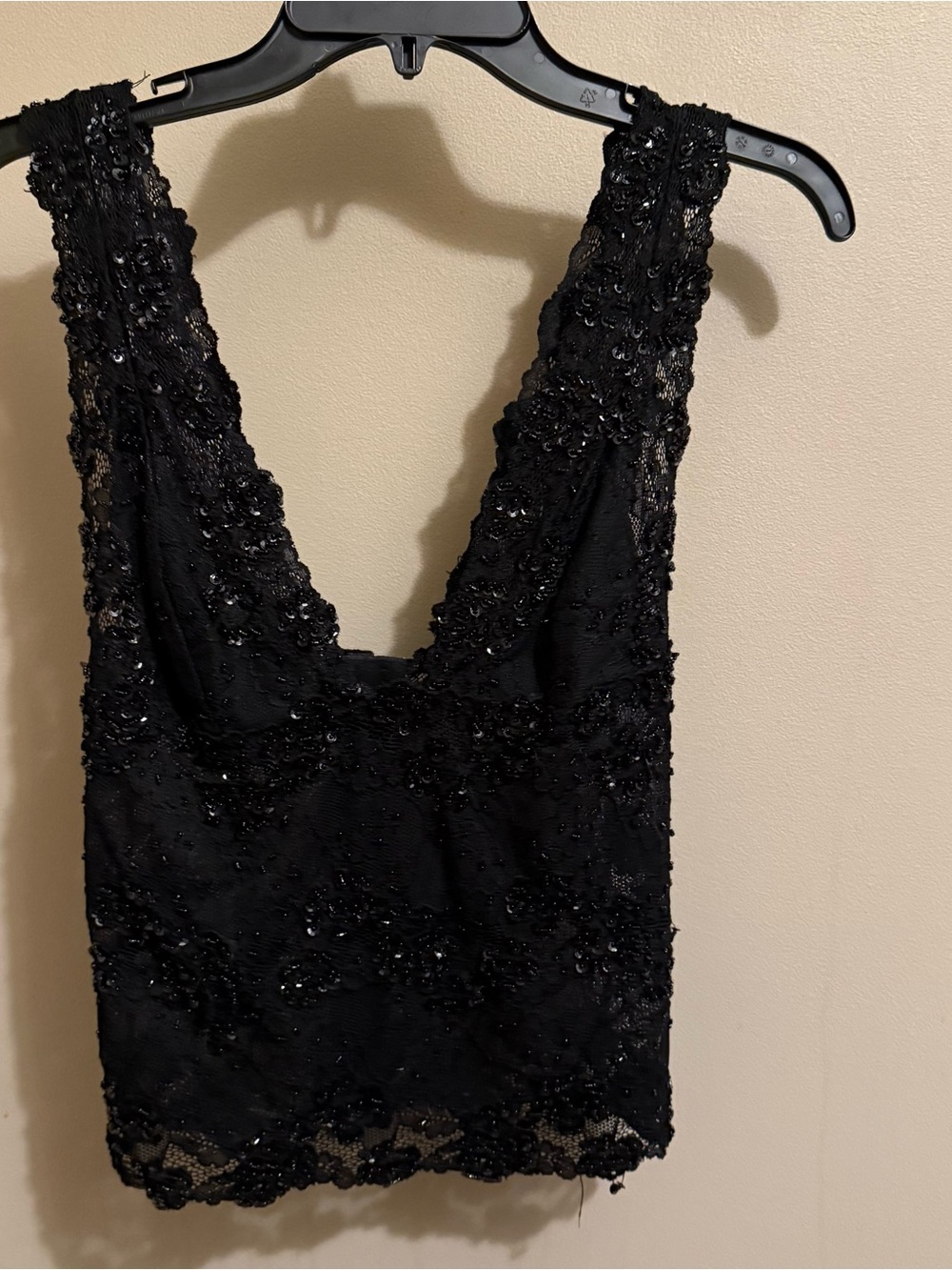 Black Beaded Lace Corset Top